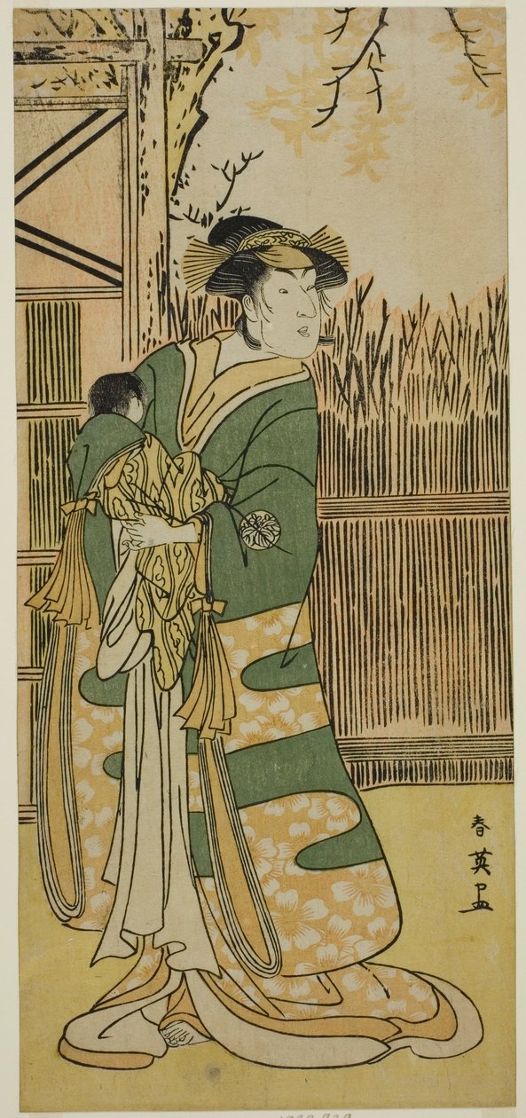 The Actor Nakayama Tomisaburo I as Lady Tokiwa in the Play Kimmenuki Genke no Kakutsuba, Performed at the Ichimura Theater in the Eleventh Month, 1791 by Katsukawa Shun