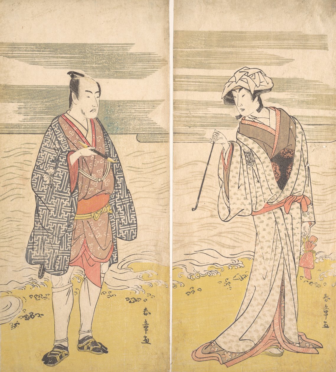 Two actors: the Fourth Matsumoto Koshiro as a Man Dressed in a Short Kimono by Katsukawa Shunjo