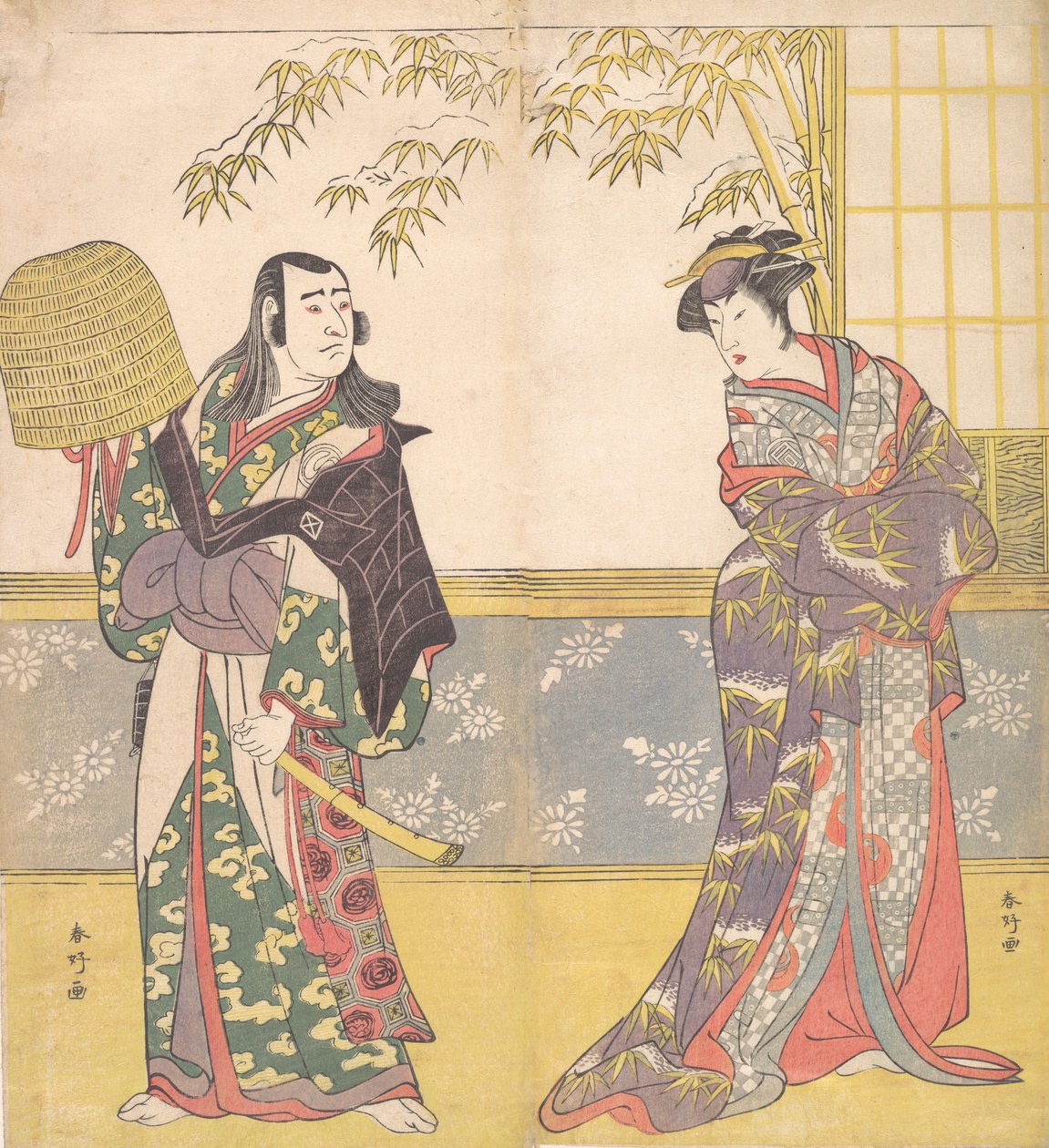 Kabuki Actors Sawamura Sojuro III and Sanogawa Ichimatsu III in A Courtesan’s Mirror for..., 1788 by Katsukawa Shunko