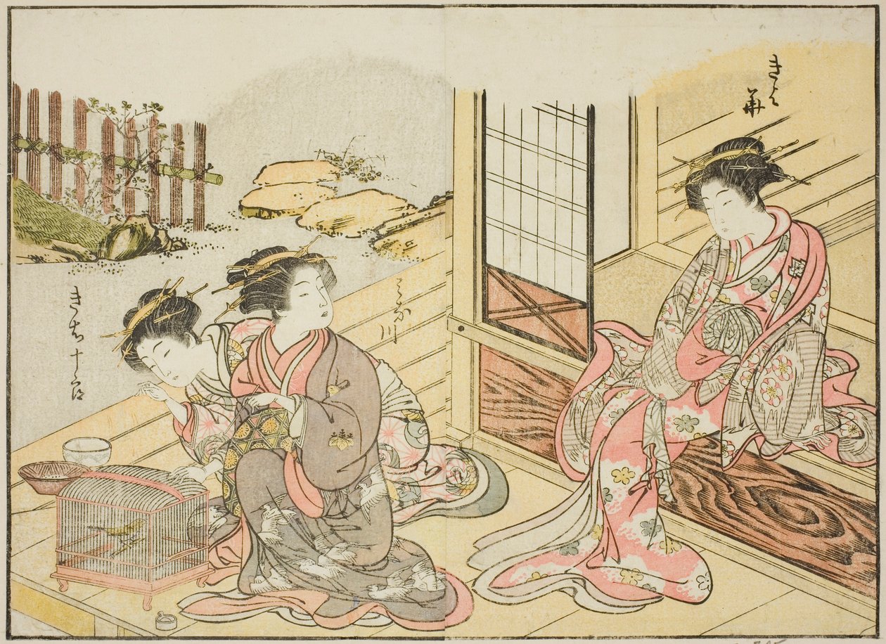 Courtesans of the Kagemanjiya (from the book "Mirror of Beautiful Women of the Pleasure Quarters," vol. 1) by Katsukawa Shunsho