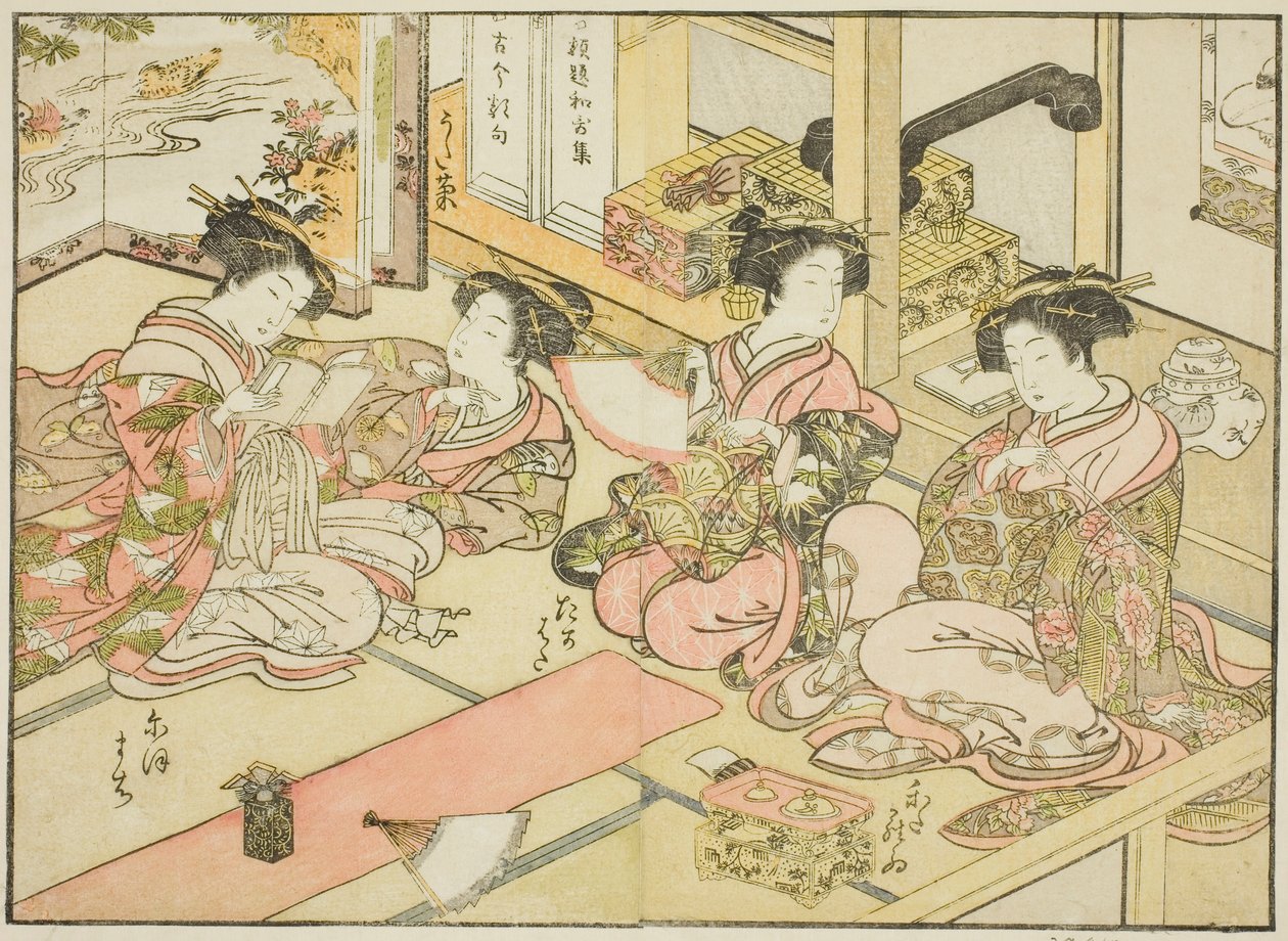 Courtesans of the Ogiya, from the book "Mirror of Beautiful Women of the Pleasure Quarters," vol. 1 by Katsukawa Shunsho