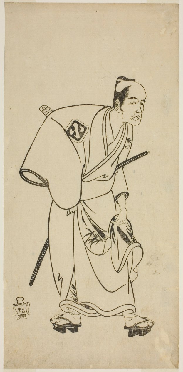 The Actor Arashi Otohachi I as Hotei Ichiemon in the Play Ayatsuri Kabuki Ogi, Performed at the Nakamura Theater in the Seventh Month, 1768 by Katsukawa Shunsho