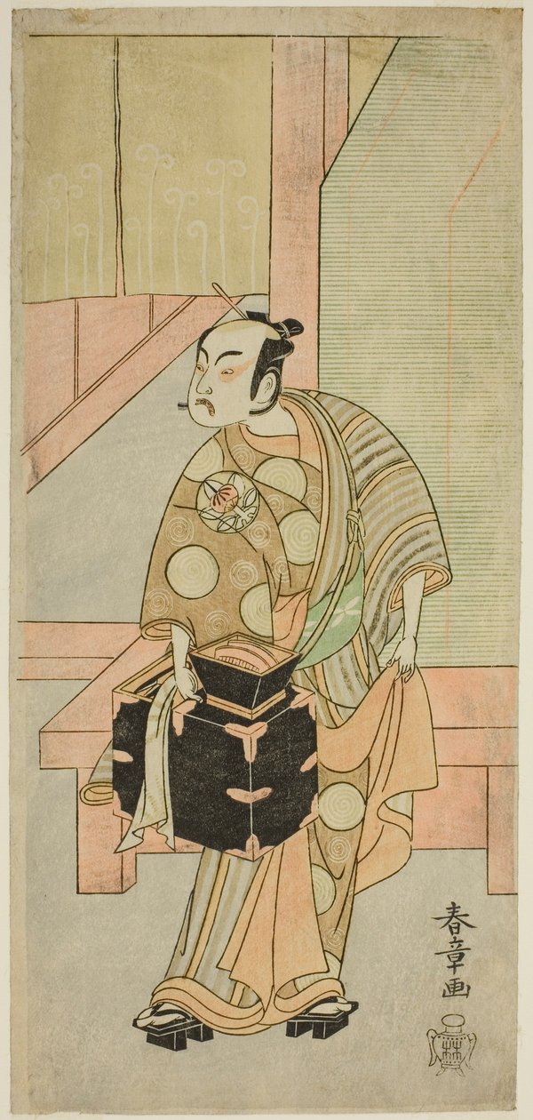The Actor Ichimura Uzaemon IX as the Hairdresser Komagata Ikkaku in the Play Fuji no Yuki Kaikei Soga, Performed at the Ichimura Theater in the First Month, 1770 by Katsukawa Shunsho