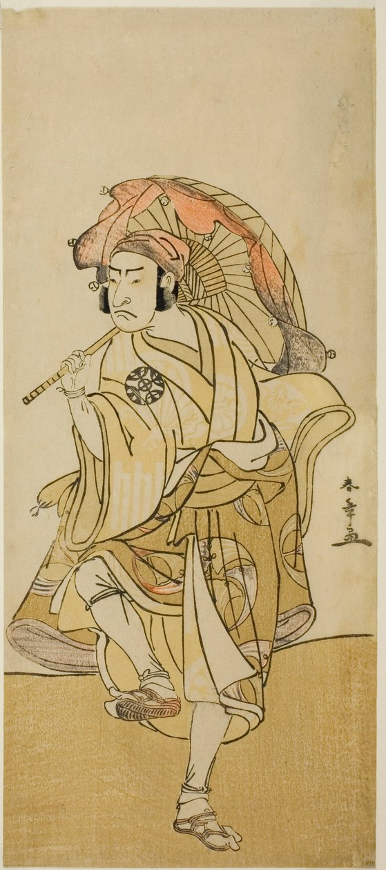 The Actor Nakamura Nakazo I as Onmaya Kisanda Disguised as the Lion Dancer Kakubei in the Play Chigo Torii Tobiiri Kitsune, Performed at the Ichimura Theater in the Eleventh Month, 1777 by Katsukawa Shunsho