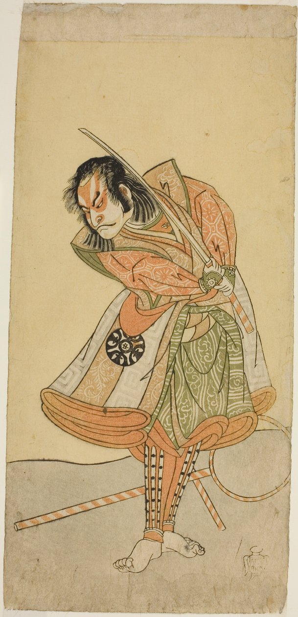 The Actor Nakamura Nakazo I as Tezuka no Taro Mitsumori Disguised as the Monkey Trainer Tonkichi Tochibei, in the Play Soga Moyo Aigo no Wakamatsu, Performed at the Nakamura Theater in the First Month, 1769 by Katsukawa Shunsho