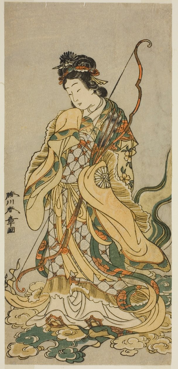 The Actor Nakamura Noshio I as the Goddess Benzaiten of Enoshima in the Play Onno Aruji Hatsuyuki no Sekai, Performed at the Morita Theater in the Eleventh Month, 1773 by Katsukawa Shunsho