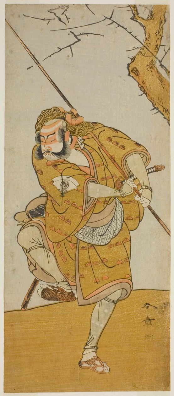 The Actor Onoe Matsusuke I as Kobayashi no Asahina Disguised as a Bird-Catcher in the Play Edo no Haru Meisho Soga, Performed at the Ichimura Theater in the Third Month, 1773 by Katsukawa Shunsho