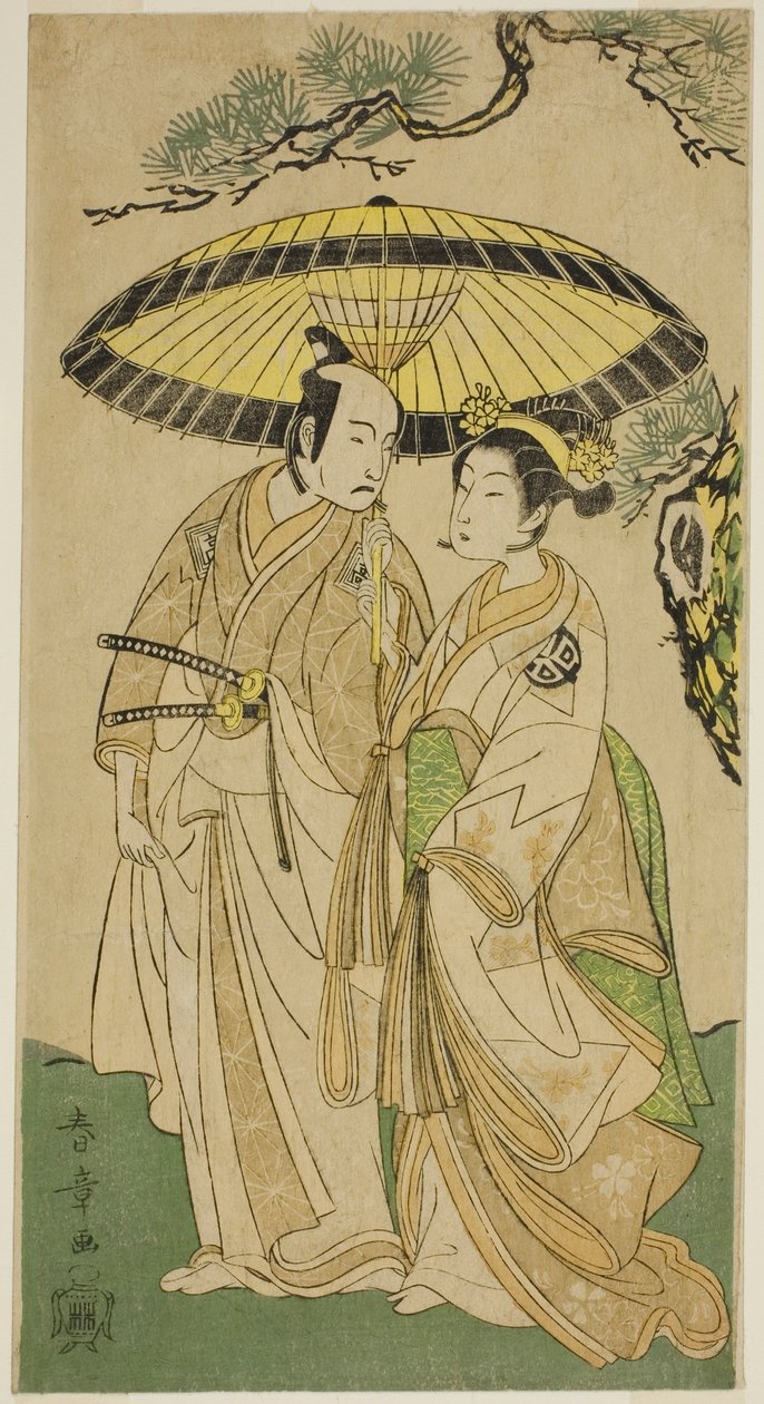 The Actors Arashi Hinaji I and Ichikawa Komazo II as Princess Sakura and Shimizu Tonoinosuke, in the Play Soga Moyo Aigo no Wakamatsu, Performed at the Nakamura Theater in the Third Month, 1769 by Katsukawa Shunsho
