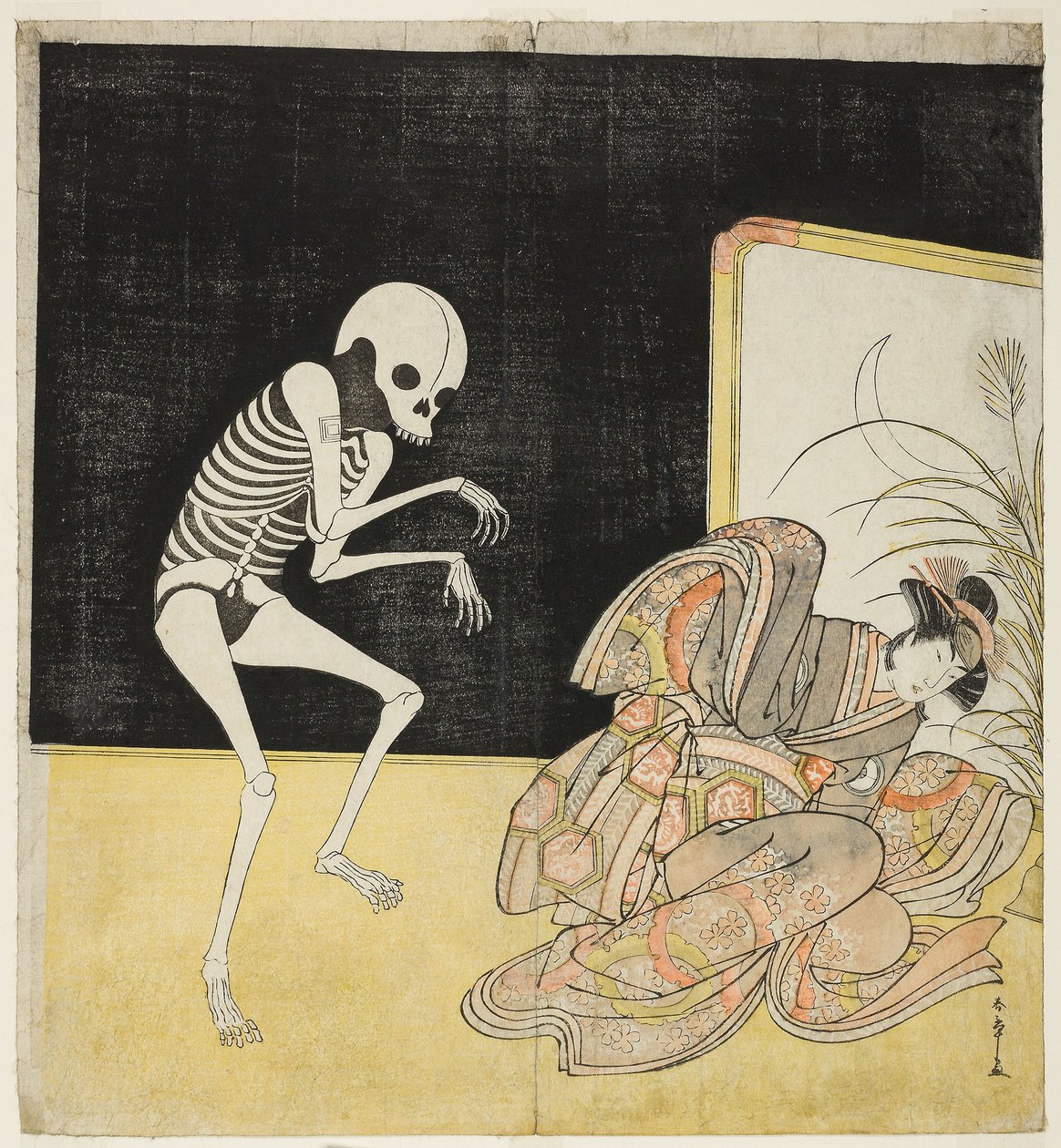 The Actors Ichikawa Danjuro V as a Skeleton, Spirit of the Renegade Monk Seigen, and Iwai Hanshiro IV as Princess Sakura, in the Play 