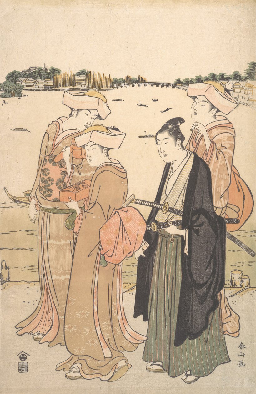 A Young Samurai and Three Women by Katsukawa Shunzan
