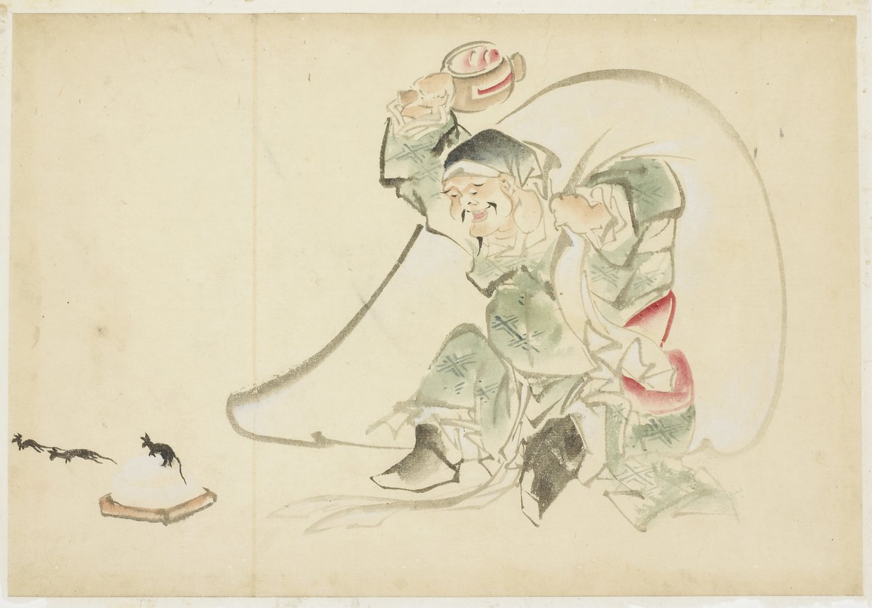 Daikoku, God of Happiness, with his Magic Mallet by Katsushika (school of) Hokusai