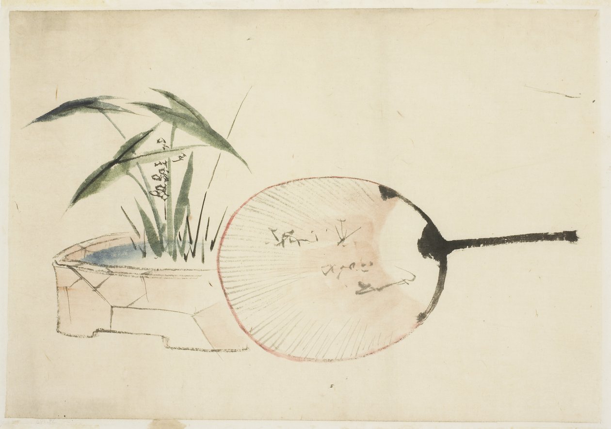 Fan and Plant Arrangement by Katsushika (school of) Hokusai