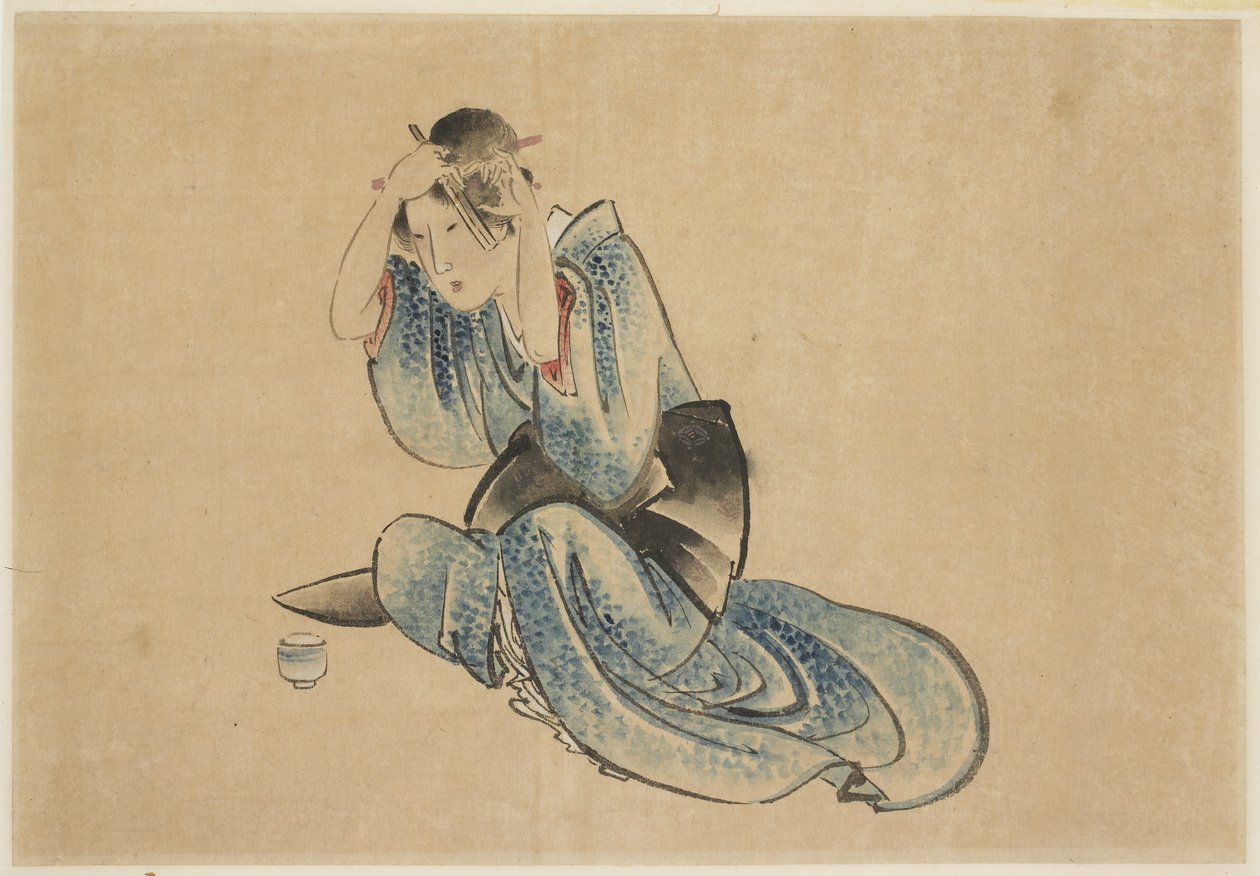 Seated Lady at her Toilette by Katsushika (school of) Hokusai