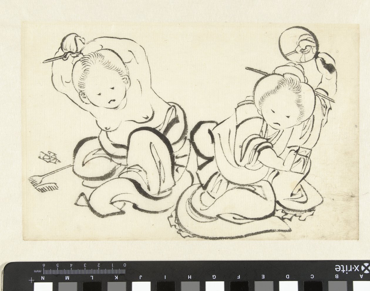Two Women Doing Their Hair by attributed to Katsushika Hokusai