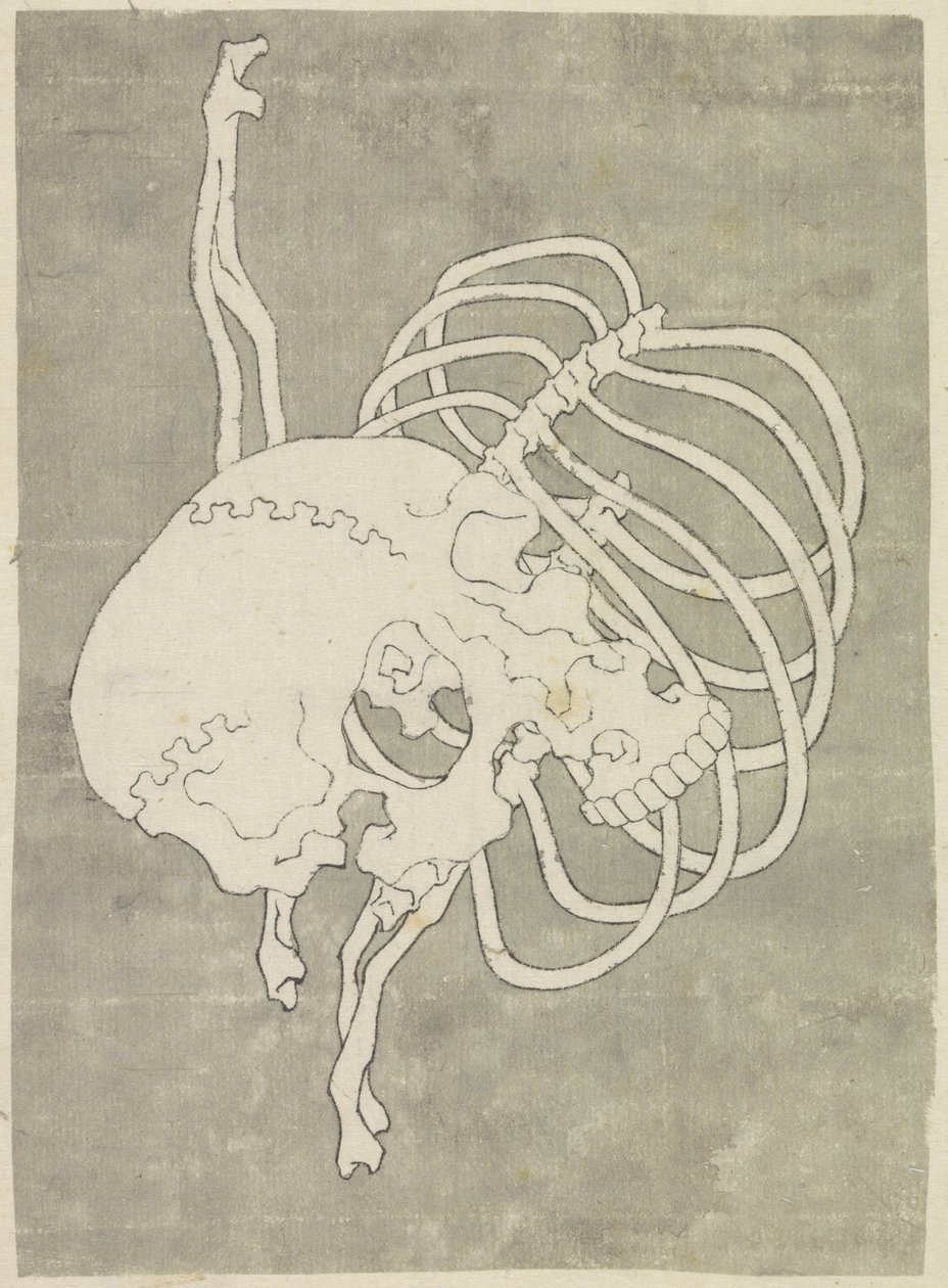 Skull and Ribcage by Katsushika Hokusai (possibly)