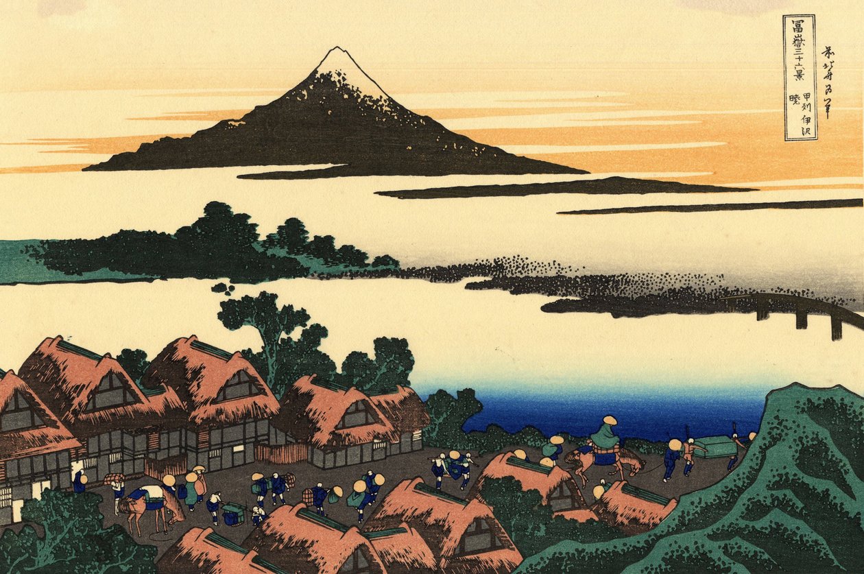 36 Views of Mount Fuji, Japan: Dawn at Isawa in the Kai Province, Japan - Print by Katsushika Hokusai (1760-1849) by Katsushika Hokusai
