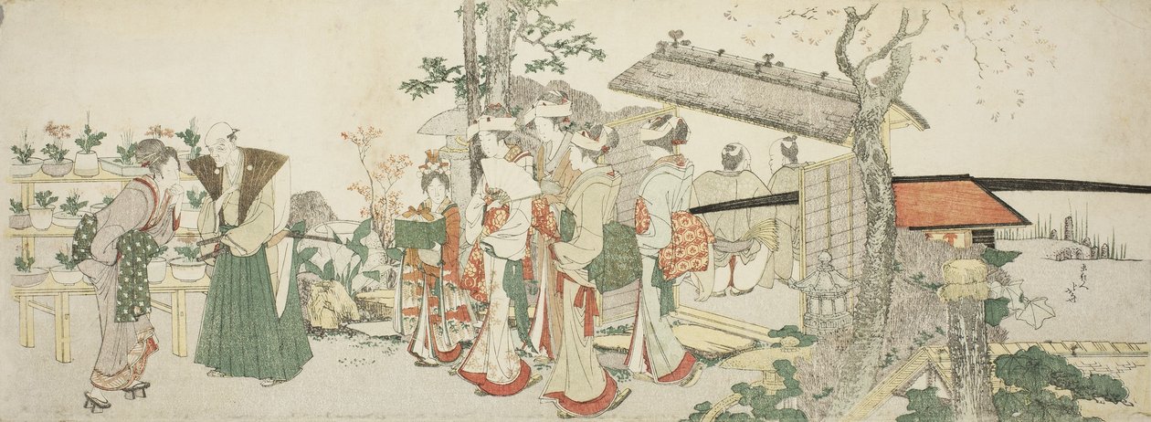 A Group of Young Women Entering the Garden of a Horticulturist by Katsushika Hokusai