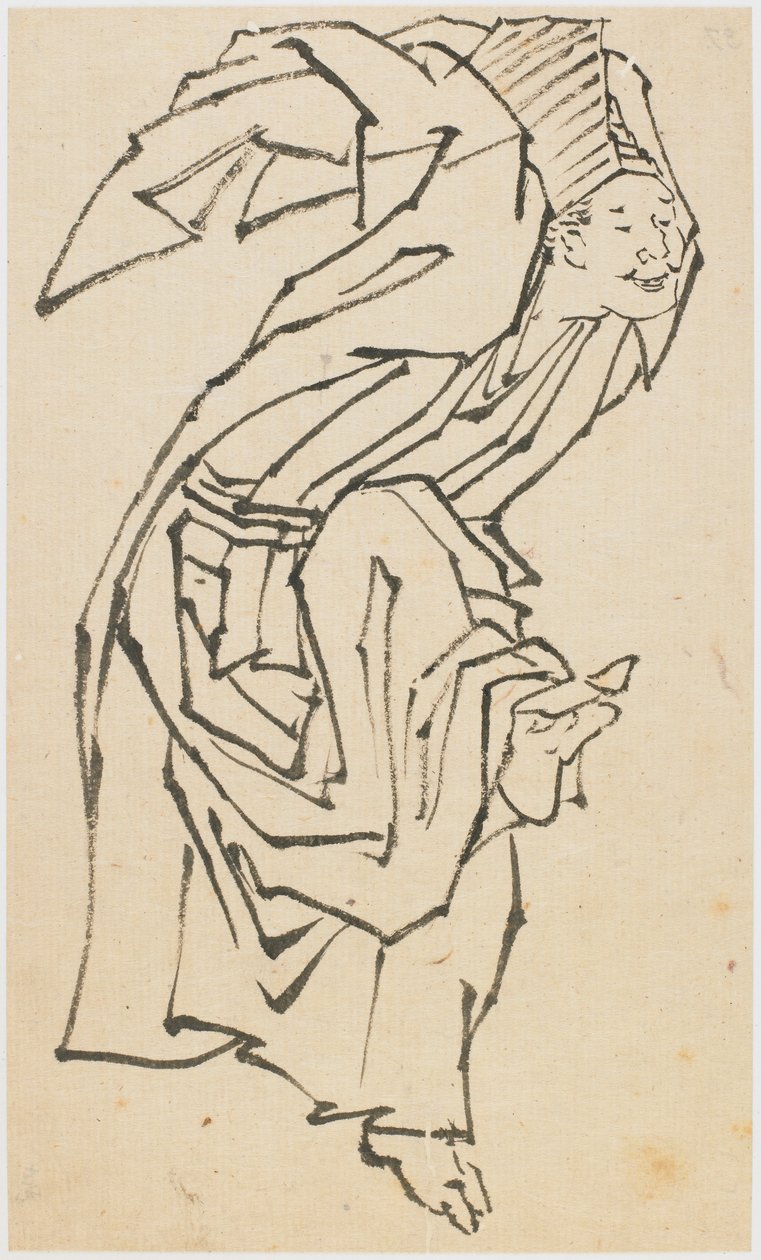 A Sambaso Dancer by Katsushika Hokusai