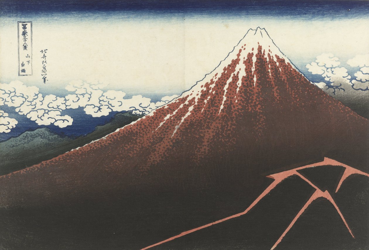 A Thunderstorm Below The Summit by Katsushika Hokusai