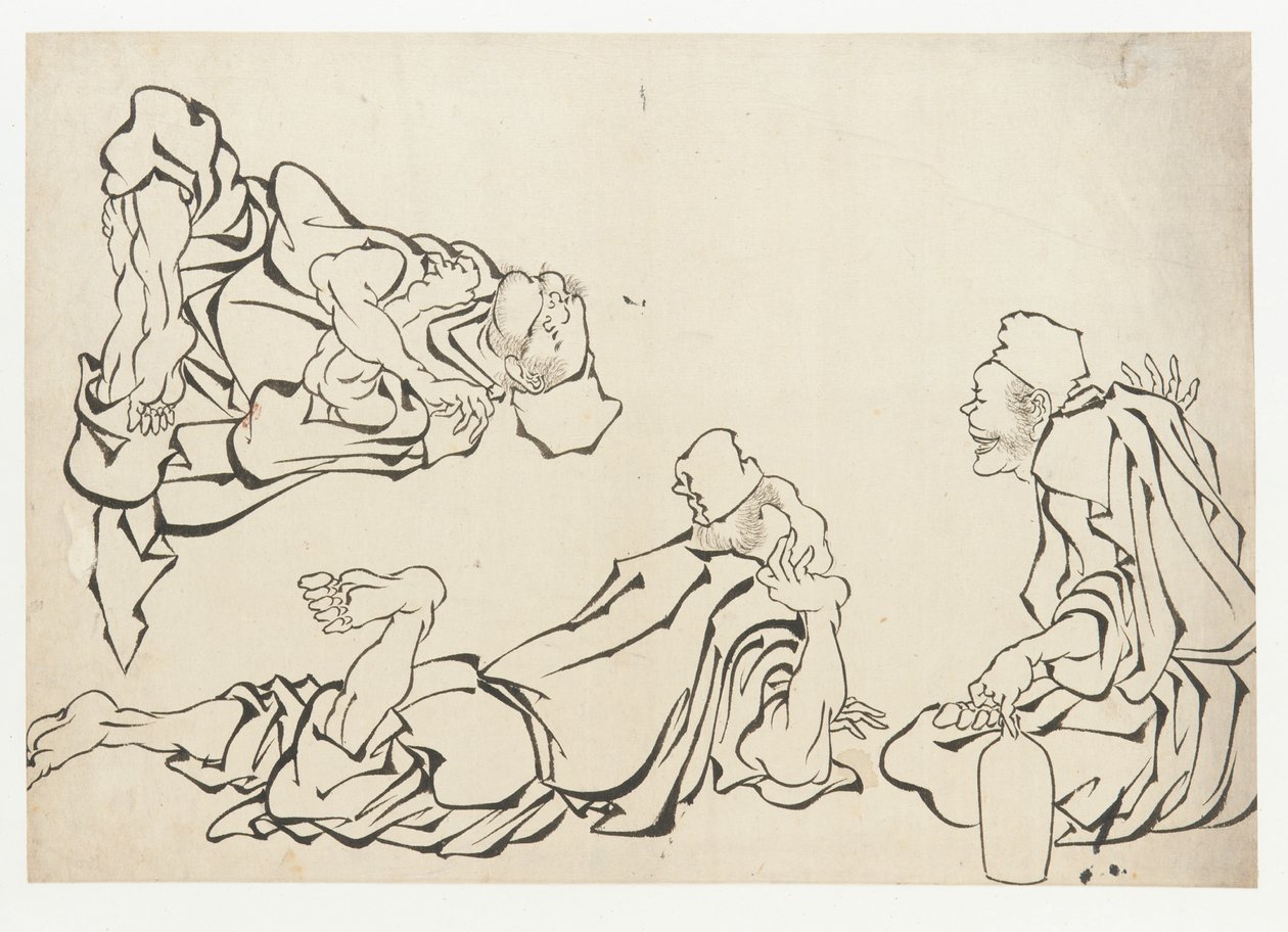 A Sake Bout by Katsushika Hokusai