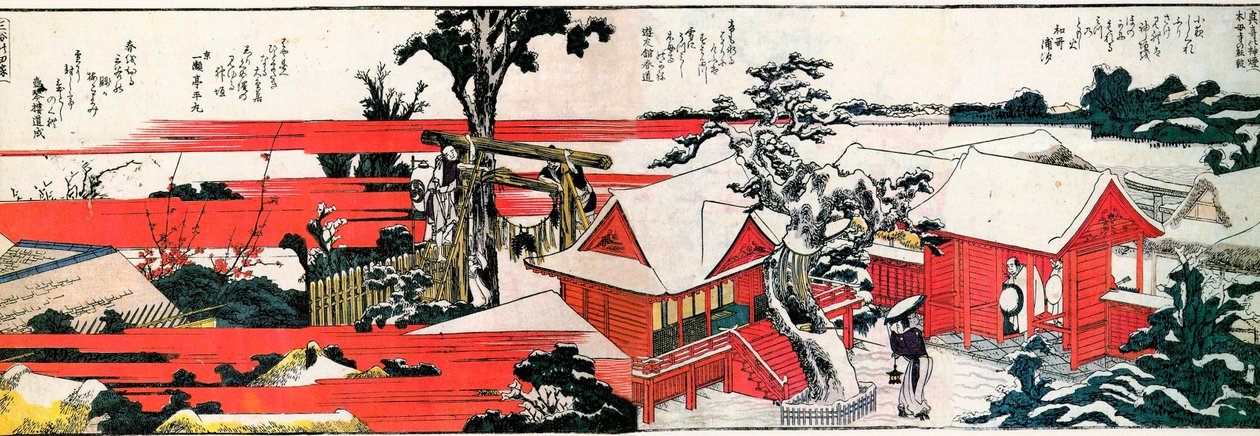 At the Shore of the Sumida River by Katsushika Hokusai