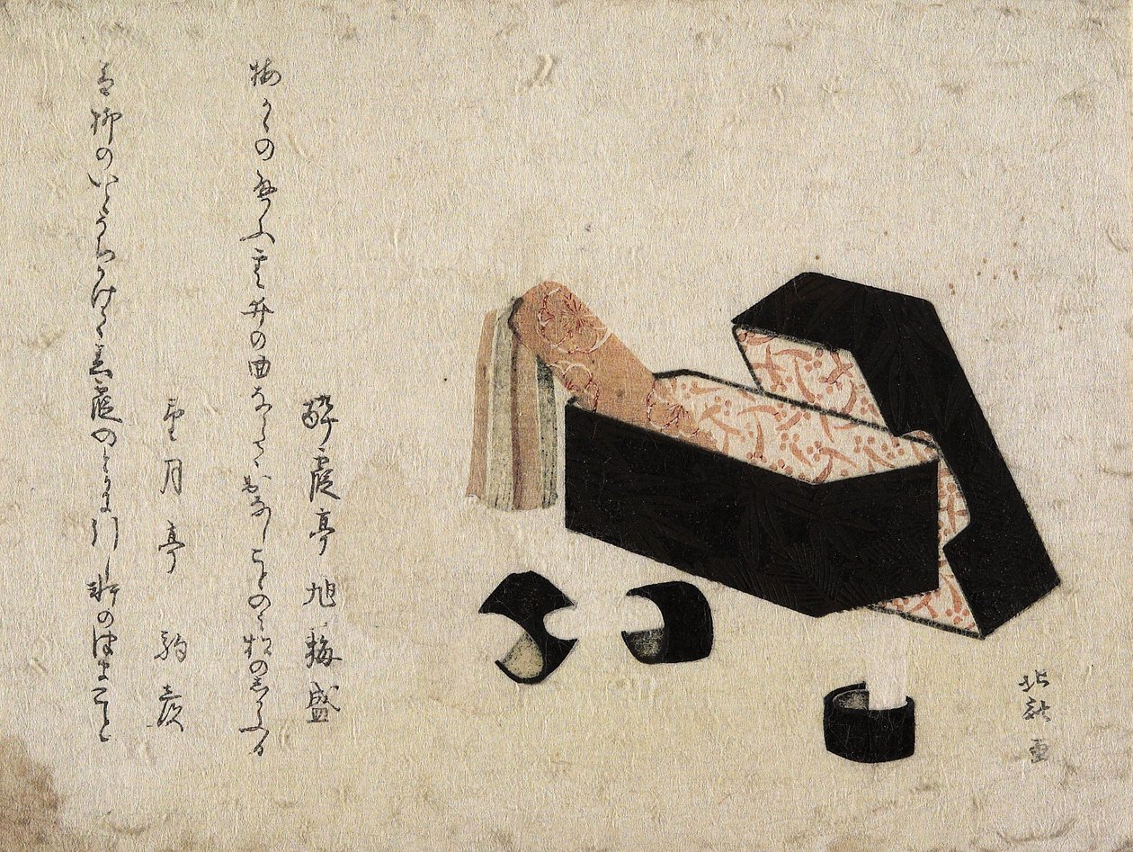 Black Lacquer Box with Koto Strikers by Katsushika Hokusai