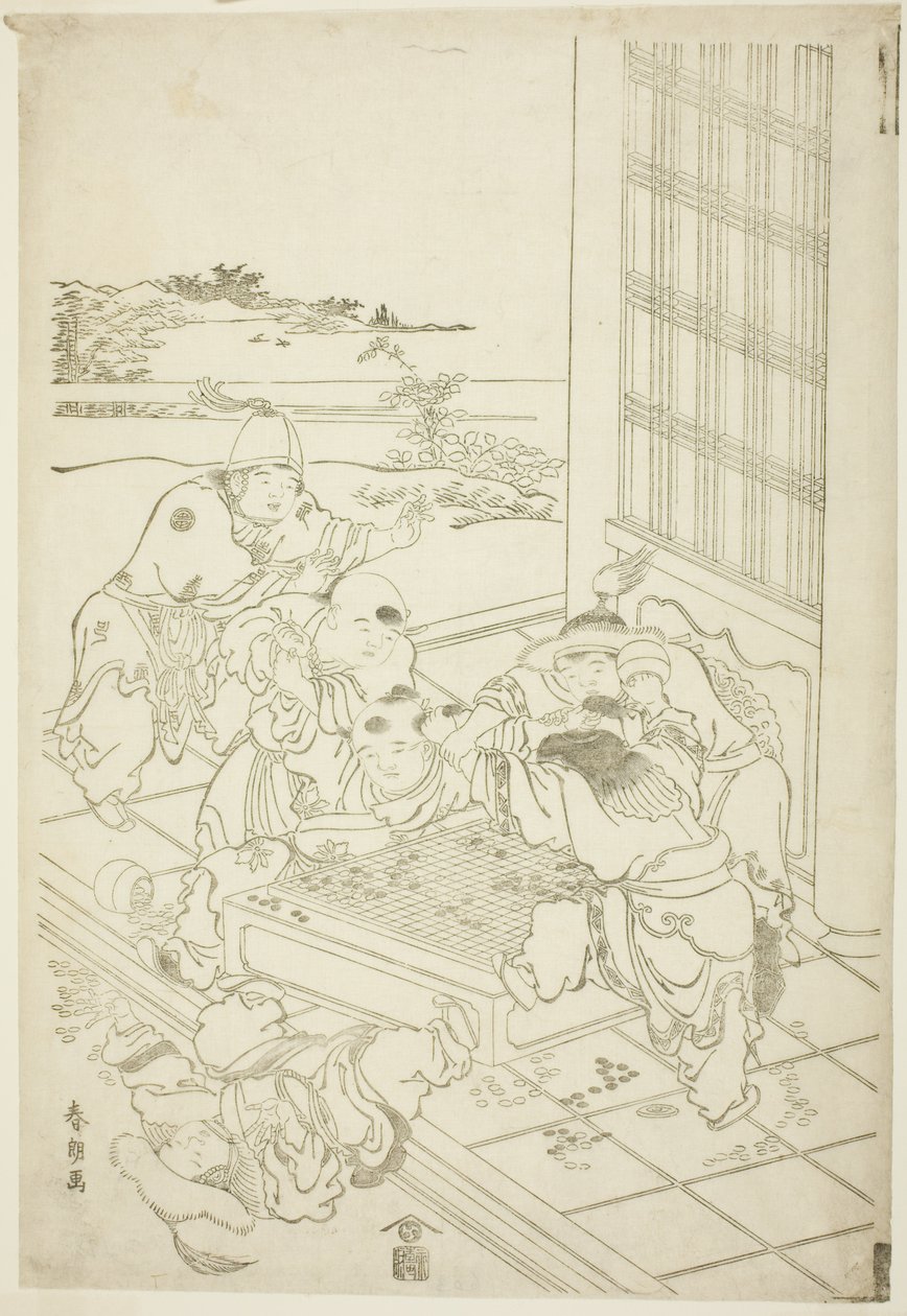 Chinese and Tartar Boys Quarreling over a Game of Go by Katsushika Hokusai