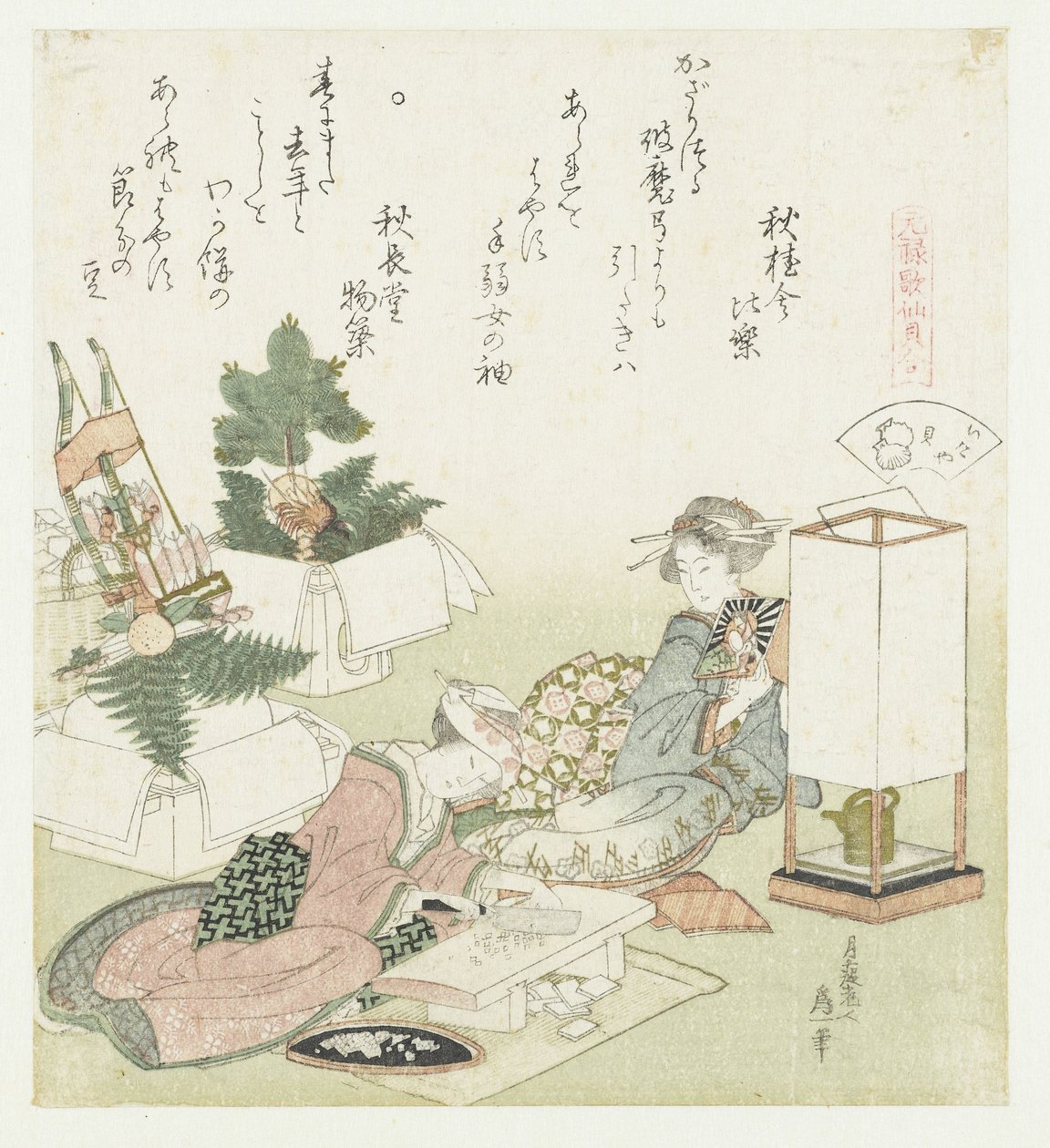 Shell Roof (Itayagai) (series title: A Comparison of Genroku Poems and Shells, Genroku kasen kaiawase) by Katsushika Hokusai