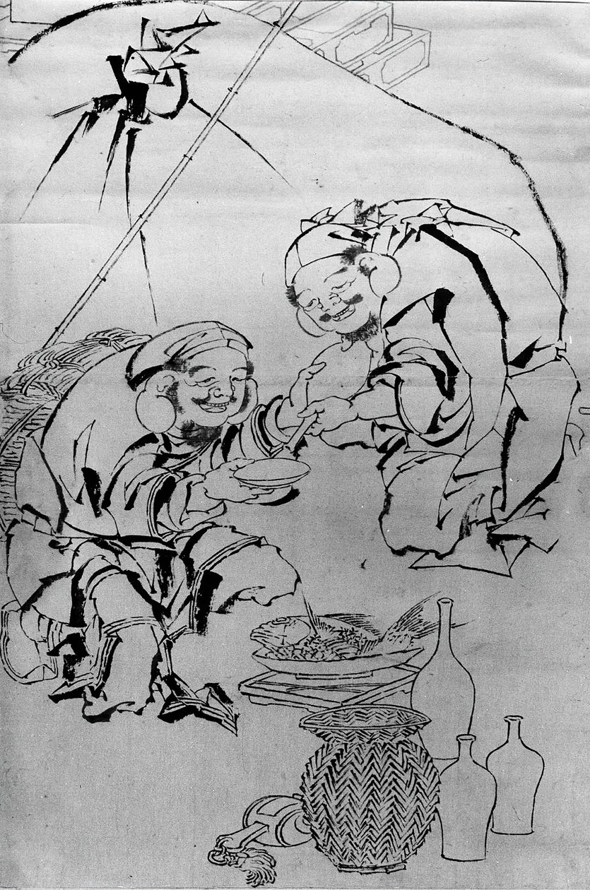 Ebisu and Daikoku Celebrating the New Year Festival by Katsushika Hokusai