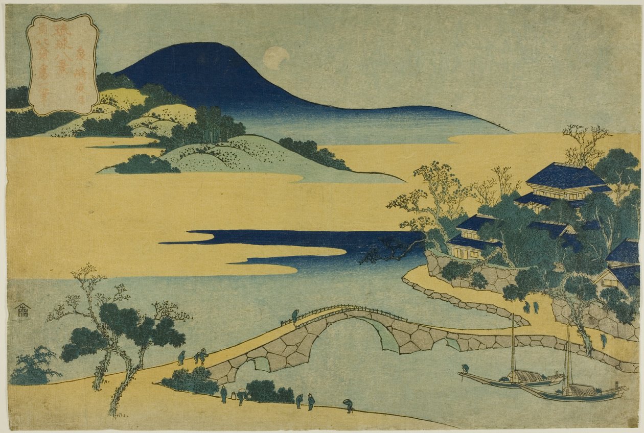 Evening Moon at Izumizaki, from the series “Eight Views of Ryukyu Islands” by Katsushika Hokusai
