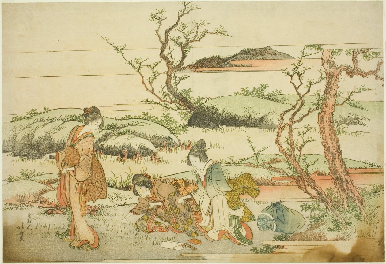 Gathering Spring Greens, from the album "Fuji in Spring" by Katsushika Hokusai
