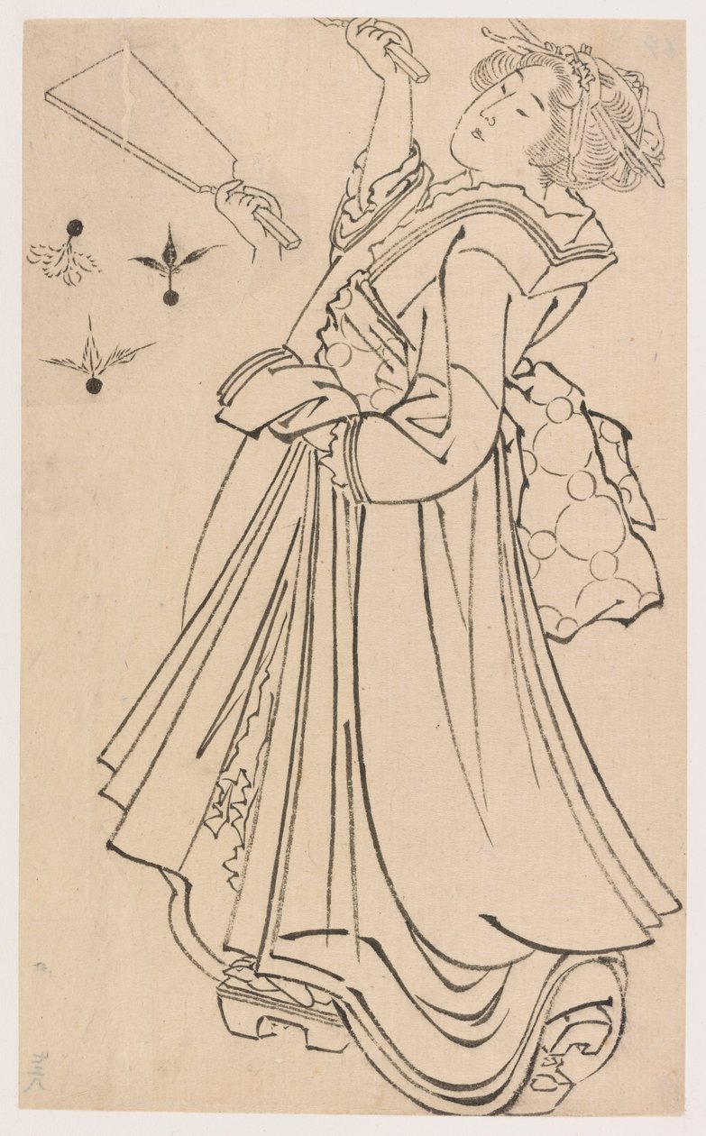 Girl Playing with a Battledore and Shuttlecock by Katsushika Hokusai