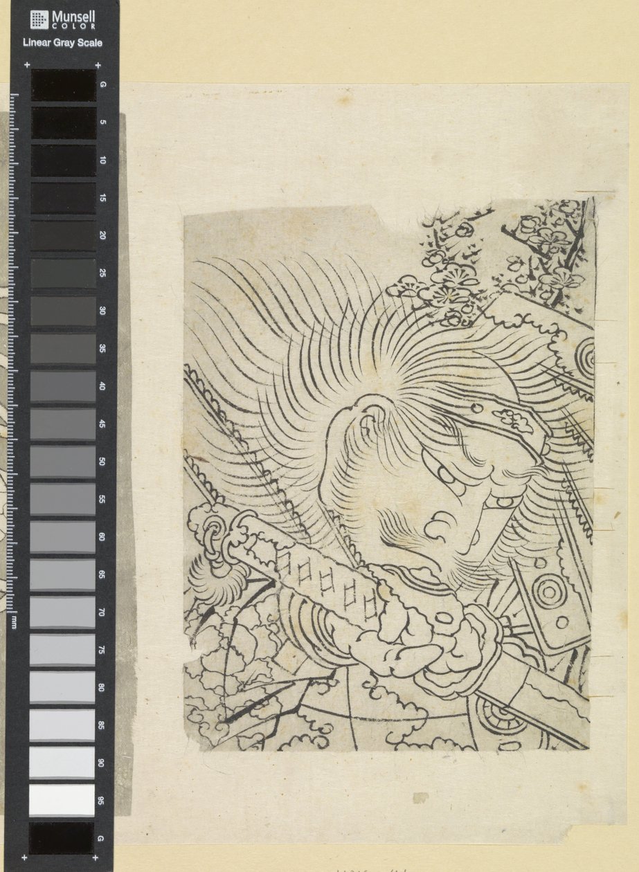 Head of a Samurai under Cherry Blossom by Katsushika Hokusai