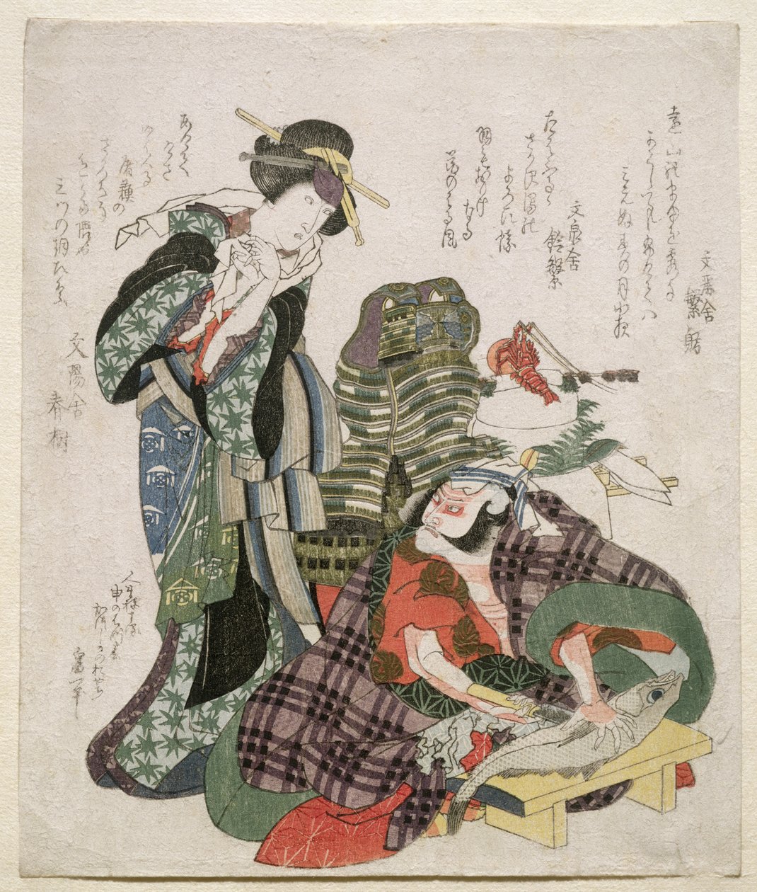 Ichikawa Danjuro and Ichikawa Monnosuke as Jagekiyo and Iwai Kumesaburo, 1824 by Katsushika Hokusai