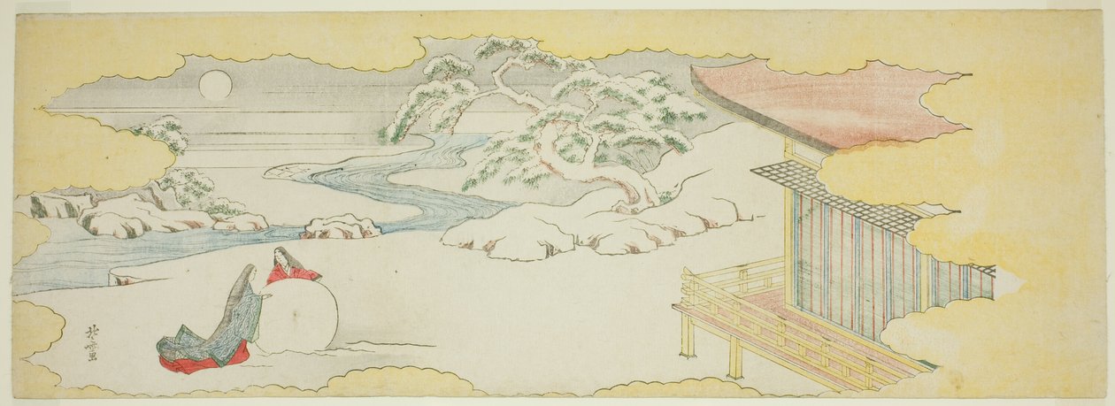 Illustration of The Bluebell, Chapter 20 of the Tale of Genji by Katsushika Hokusai
