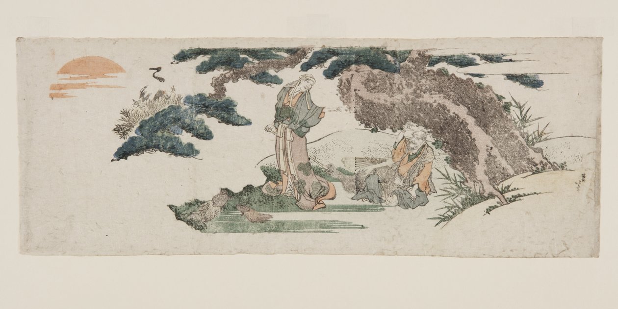 Jō and Uba, the ancient couple of Takasago by Katsushika Hokusai
