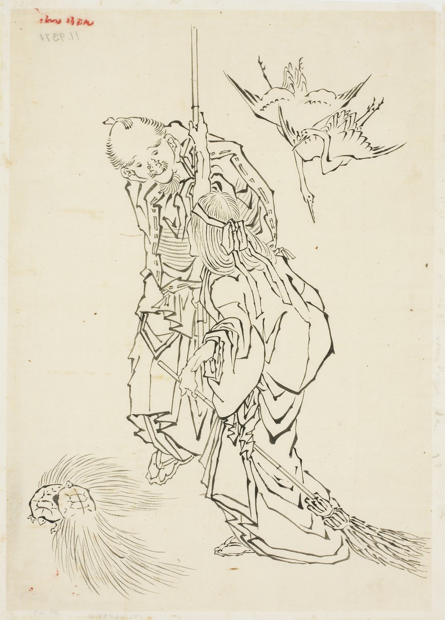 Jo and Uba; Theme of Takasago by Katsushika Hokusai