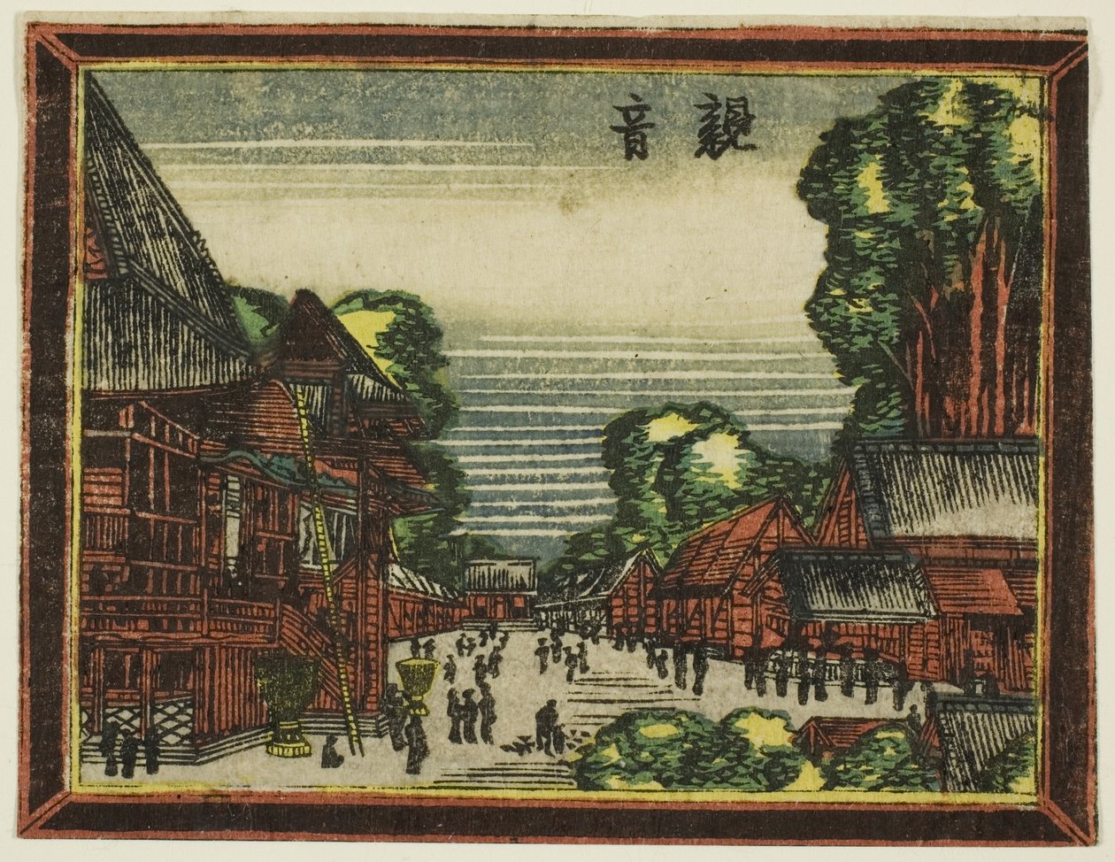 Kannon Temple, from the series Dutch-style Pictures: Eight Views of Edo by Katsushika Hokusai