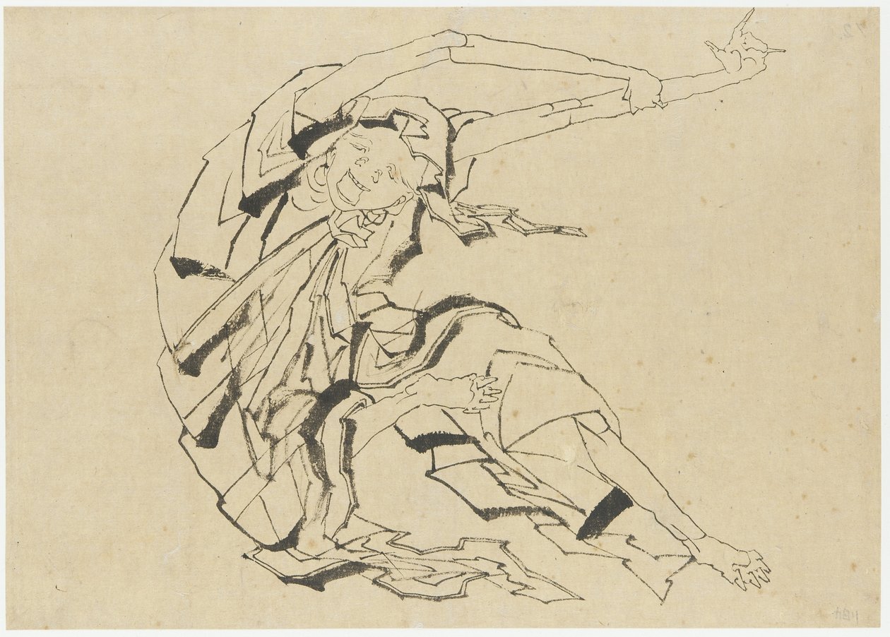 Long-armed man stretching, Edo period by Katsushika Hokusai