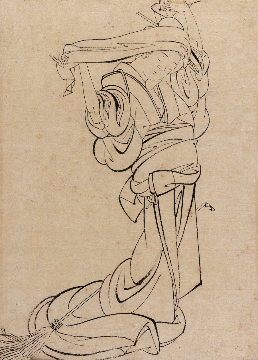 Maiden Playing a Samisen by Katsushika Hokusai
