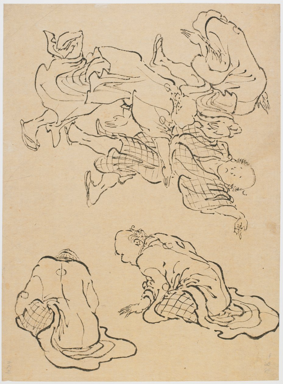 Men Dancing and Miscellaneous Figures by Katsushika Hokusai