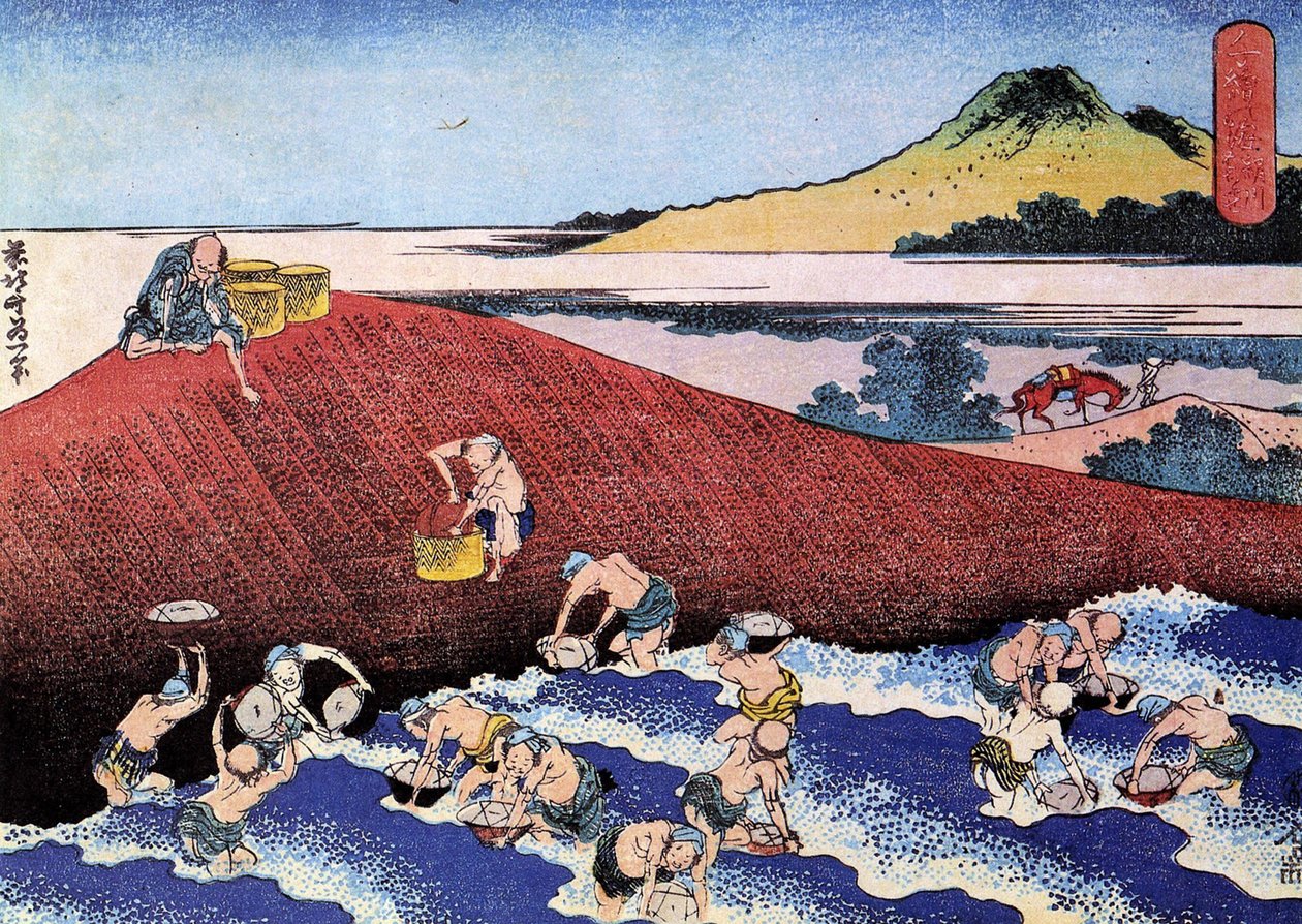 A Thousand Views of the Ocean, Japan: Fishermen on the Shore by Katsushika Hokusai