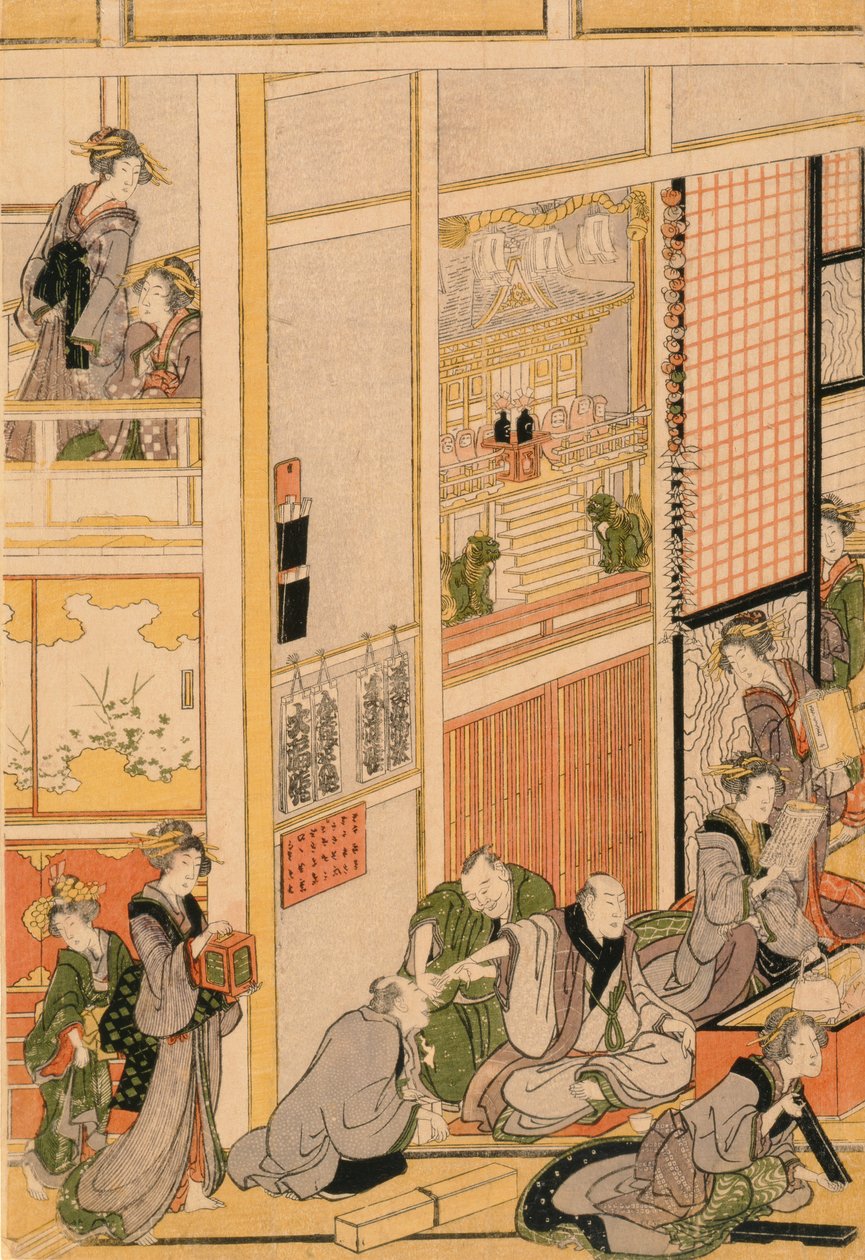 New Years Day at the Teahouse Ogi-ya, c.1810 by Katsushika Hokusai