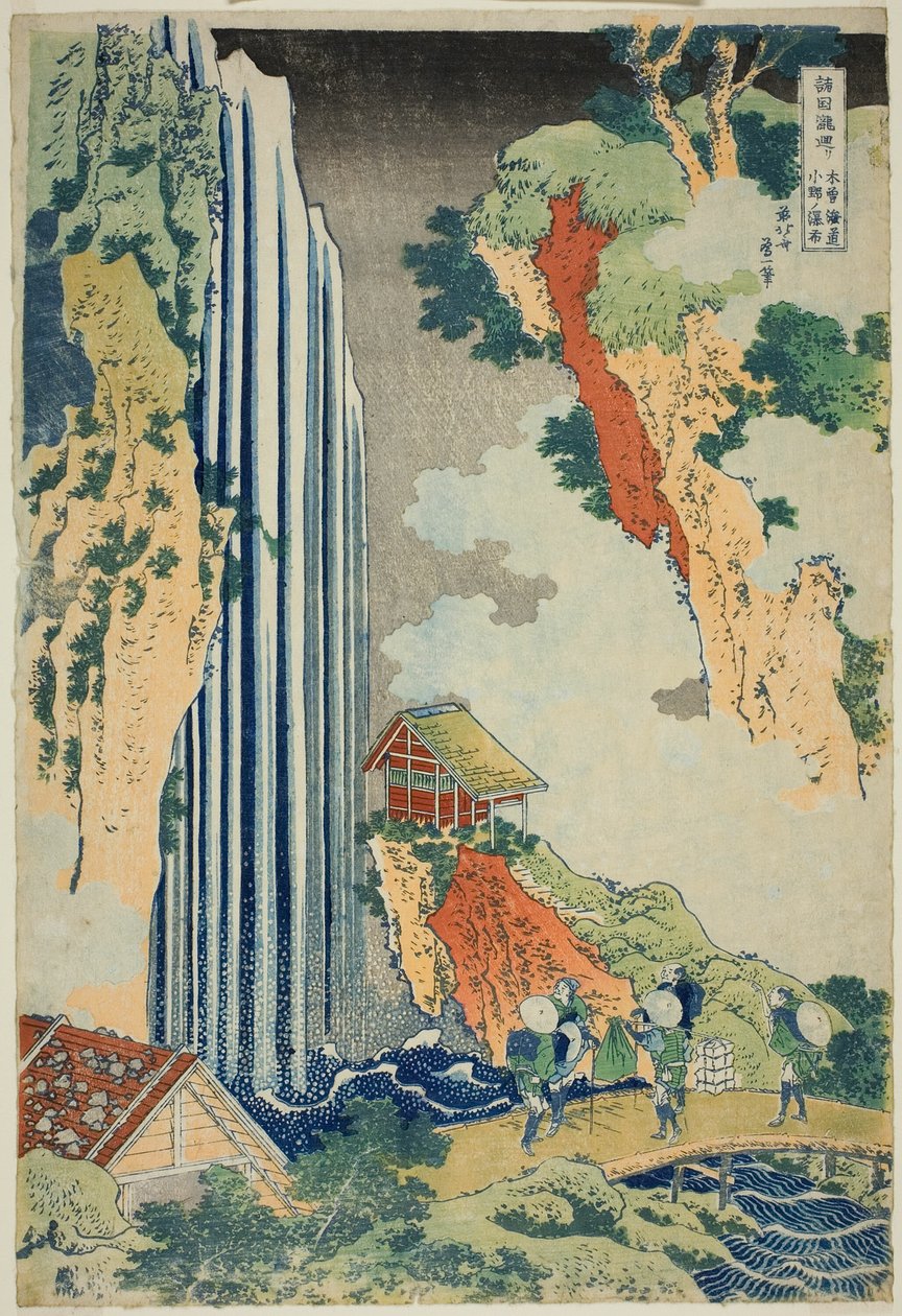 Ono Falls on the Kisokaido, from the series "A Tour of Waterfalls in Various Provinces" by Katsushika Hokusai