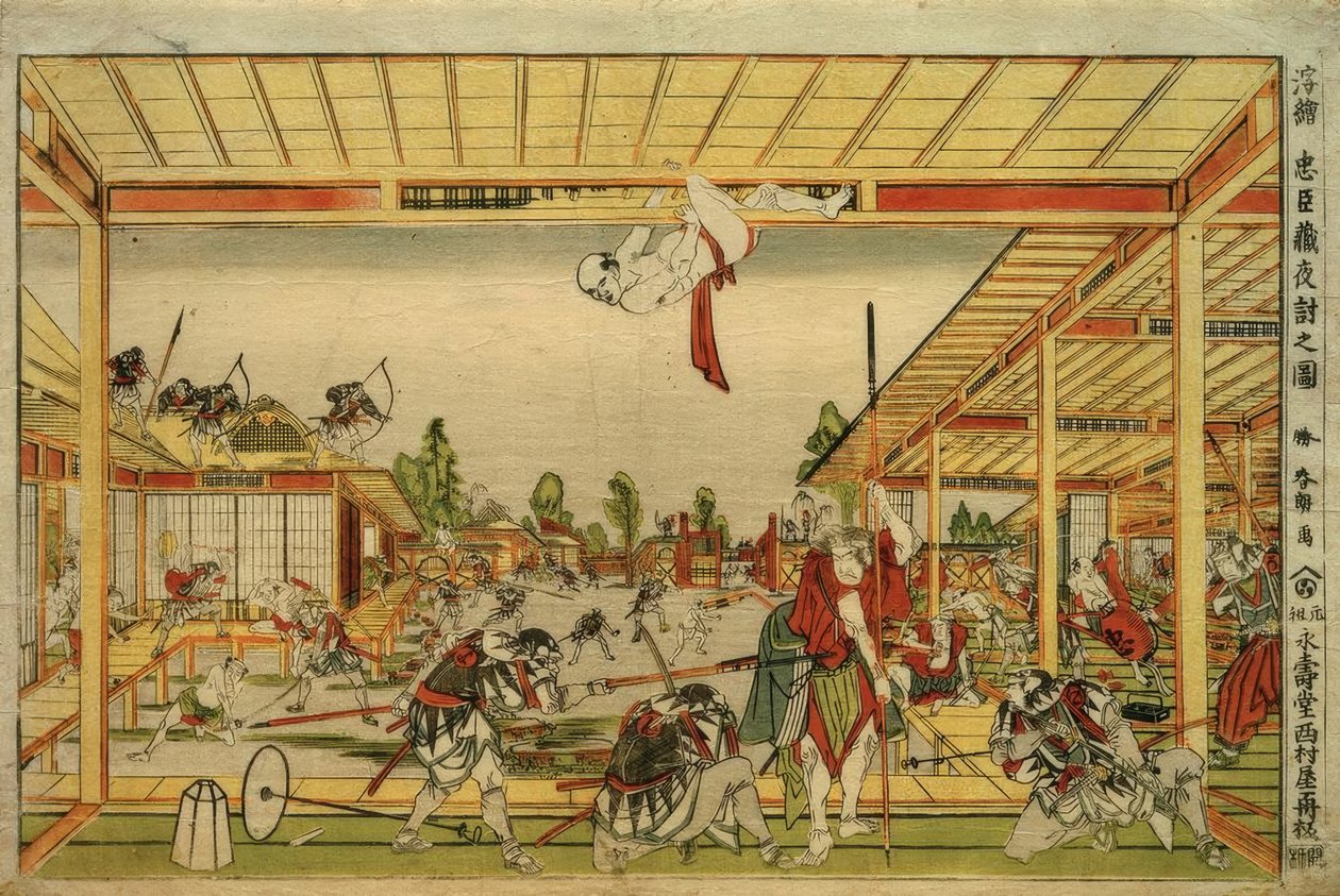 Perspective View of the Night Attack of the 47 Loyal Retainers by Katsushika Hokusai