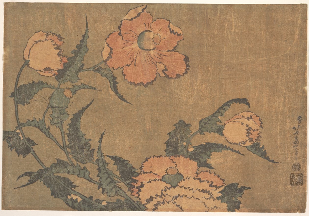 Poppies in the Wind by Katsushika Hokusai