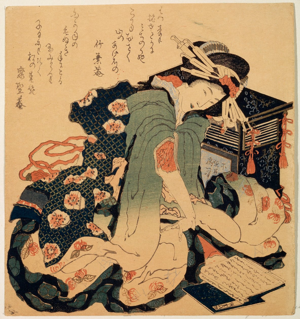 Reading, c1822 by Katsushika Hokusai
