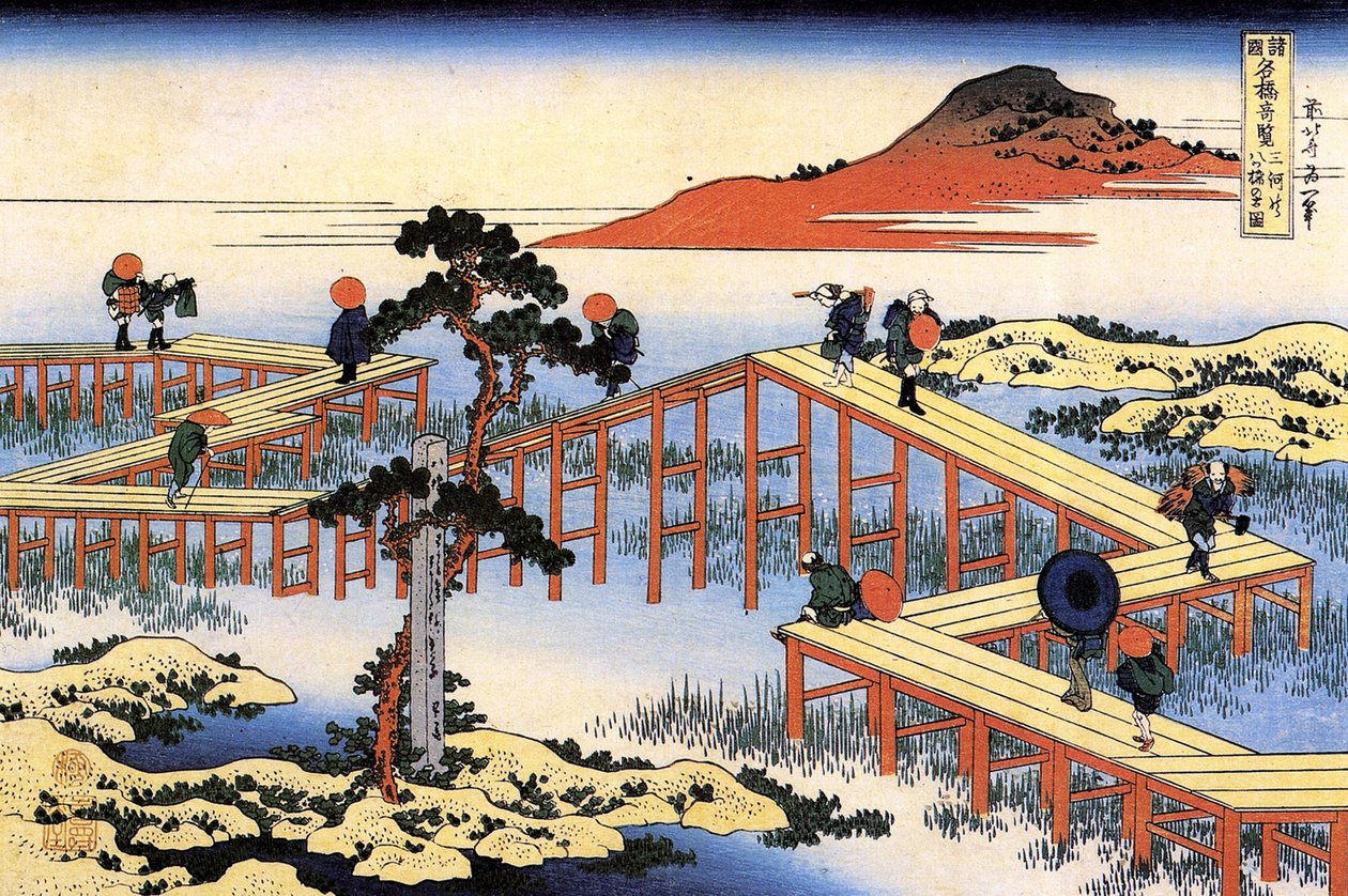 Series of Remarkable Views of Bridges from Different Provinces: The Yatsuhashi Bridge in Mikawa Province, Japan by Katsushika Hokusai