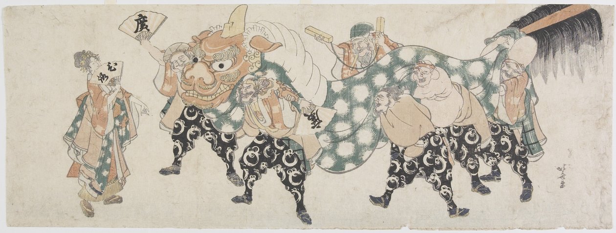 Six Male Gods Performing the Lion Dance, 1797-1819 by Katsushika Hokusai