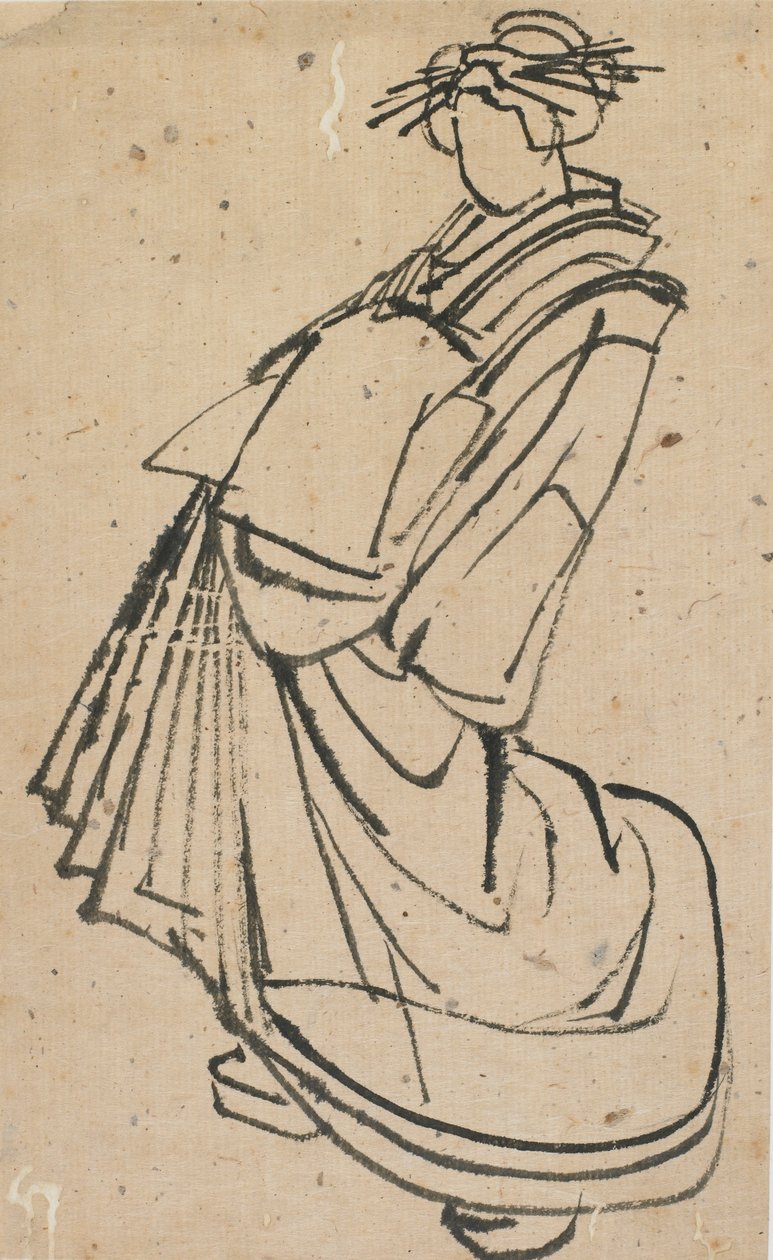 Sketch of a courtesan, late 18th-early 19th century by Katsushika Hokusai